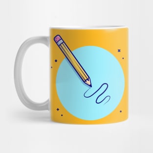 Pencil Cartoon Vector Icon Illustration Mug